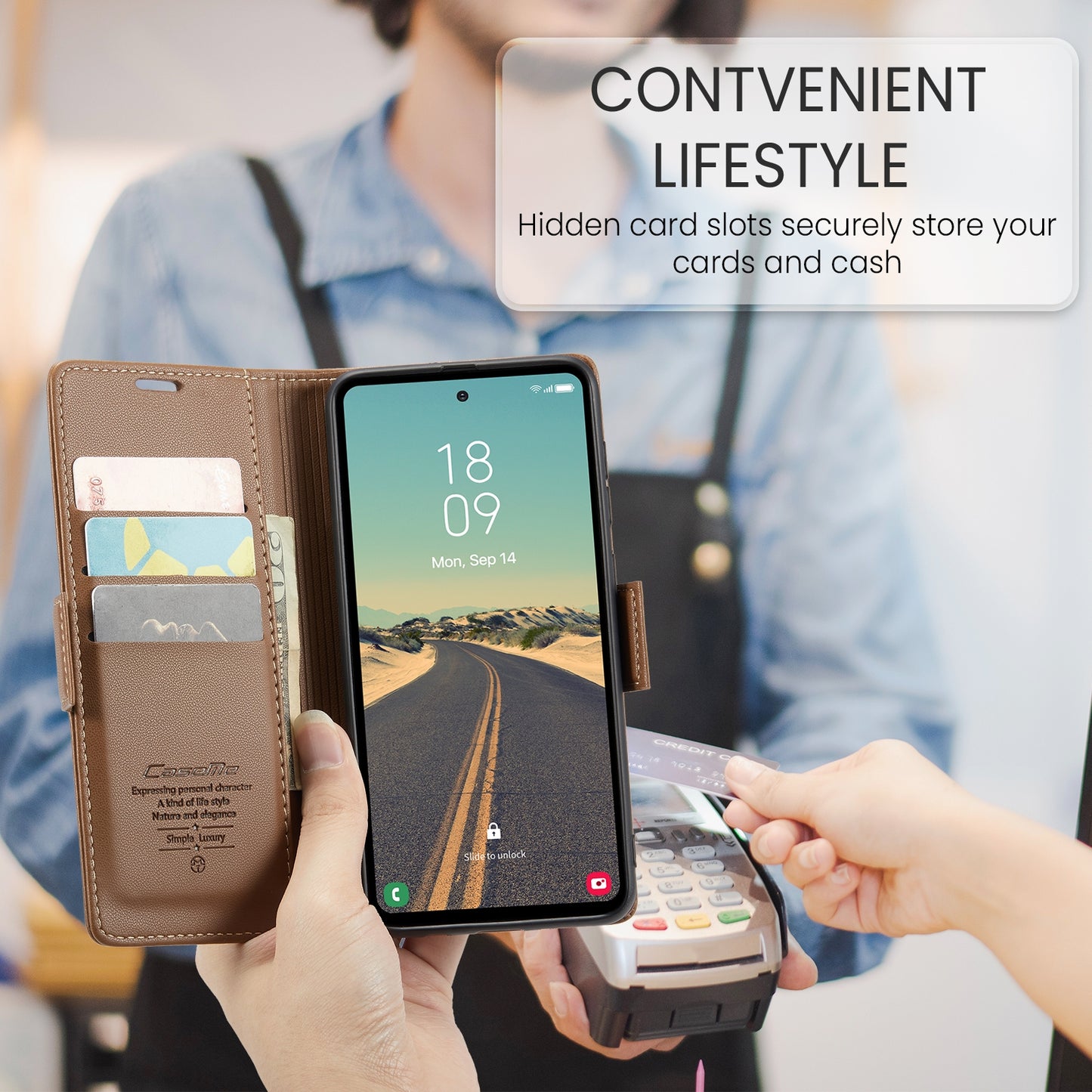 Samsung Galaxy S23 FE 5G Litchi Texture RFID Anti-theft Leather Phone Case with Butterfly Buckle, Stand & Card Wallet with TPU Shell