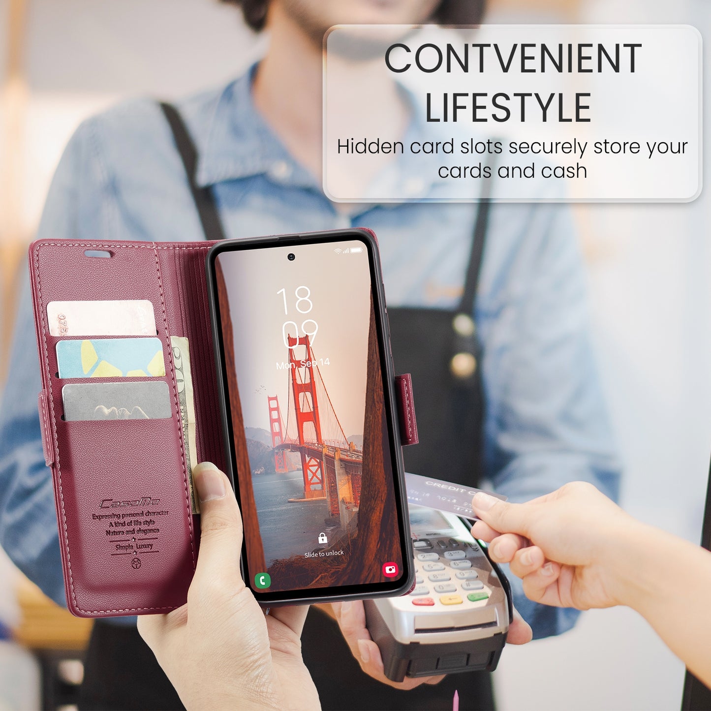 Samsung Galaxy S23 FE 5G Litchi Texture RFID Anti-theft Leather Phone Case with Butterfly Buckle, Stand & Card Wallet with TPU Shell