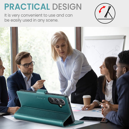 Samsung Galaxy S23 FE 5G Litchi Texture RFID Anti-theft Leather Phone Case with Butterfly Buckle, Stand & Card Wallet with TPU Shell