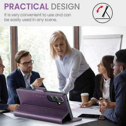 Samsung Galaxy S23 FE 5G Litchi Texture RFID Anti-theft Leather Phone Case with Butterfly Buckle, Stand & Card Wallet with TPU Shell