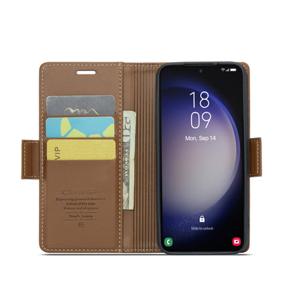 Samsung Galaxy S24 Litchi Texture RFID Anti-theft Leather Phone Case with Butterfly Buckle, Stand & Card Wallet with TPU Shell
