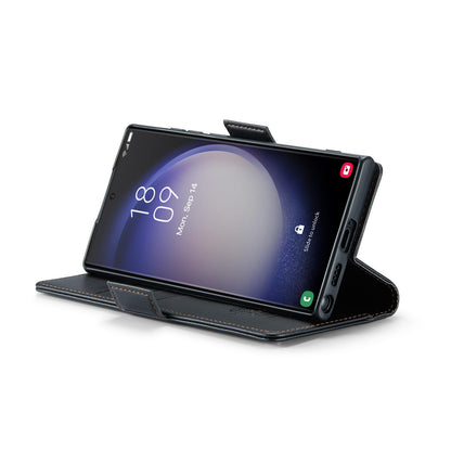 Samsung Galaxy S24 Ultra Litchi Texture RFID Anti-theft Leather Phone Case with Butterfly Buckle, Stand & Card Wallet with TPU Shell