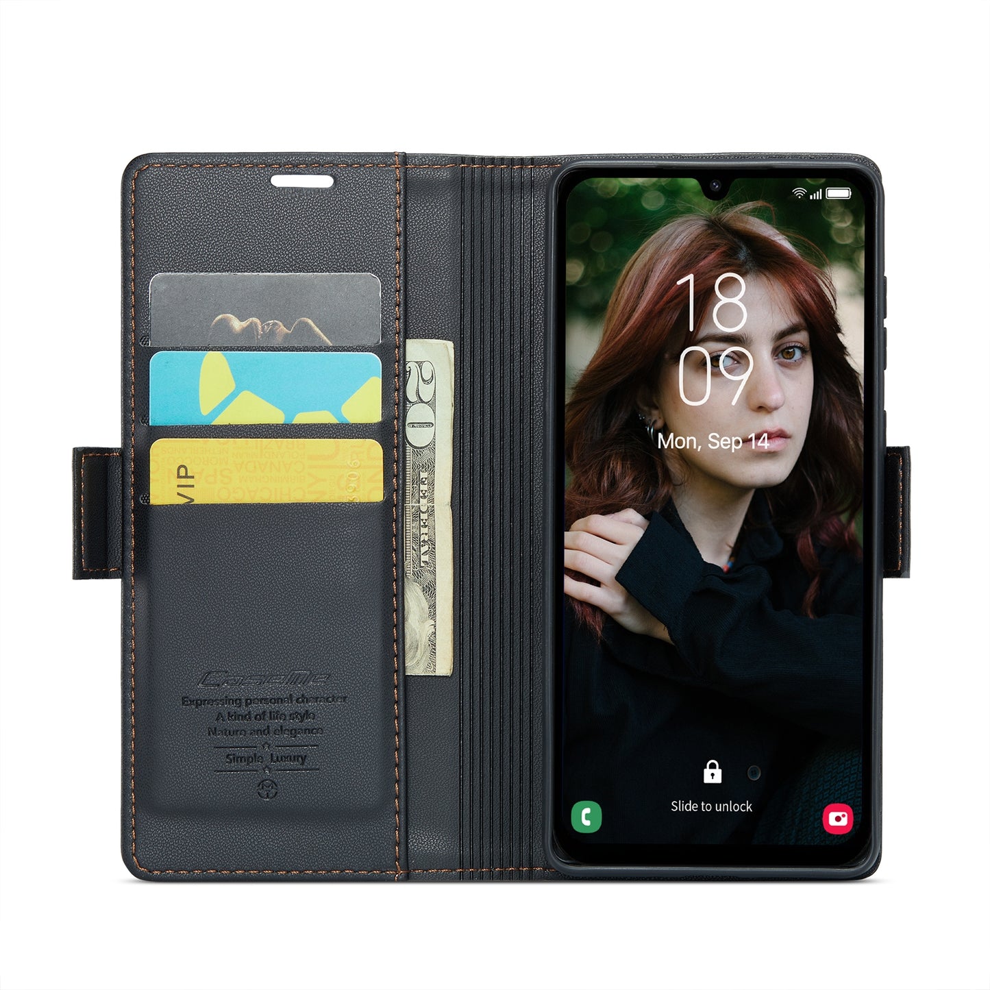 Samsung Galaxy A15 4G/5G Litchi Texture RFID Anti-theft Leather Phone Case with Butterfly Buckle, Stand & Card Wallet with TPU Shell