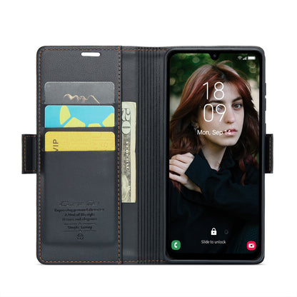 Samsung Galaxy A15 4G/5G Litchi Texture RFID Anti-theft Leather Phone Case with Butterfly Buckle, Stand & Card Wallet with TPU Shell