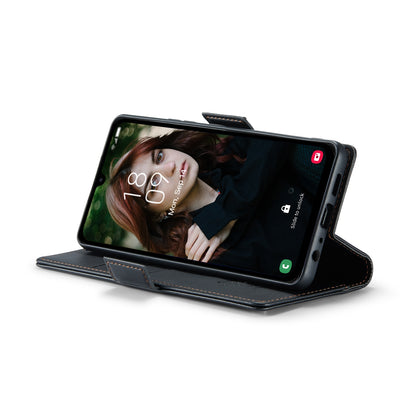 Samsung Galaxy A15 4G/5G Litchi Texture RFID Anti-theft Leather Phone Case with Butterfly Buckle, Stand & Card Wallet with TPU Shell