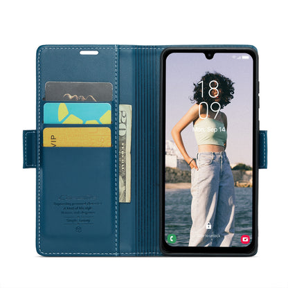 Samsung Galaxy A15 4G/5G Litchi Texture RFID Anti-theft Leather Phone Case with Butterfly Buckle, Stand & Card Wallet with TPU Shell