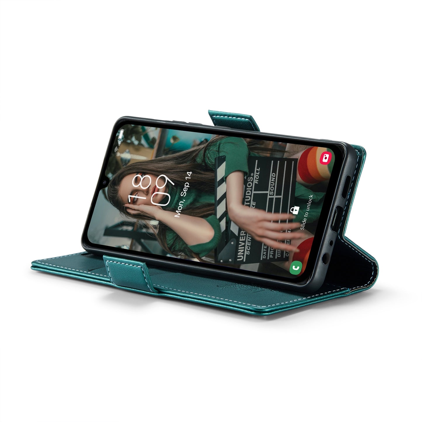 Samsung Galaxy A15 4G/5G Litchi Texture RFID Anti-theft Leather Phone Case with Butterfly Buckle, Stand & Card Wallet with TPU Shell