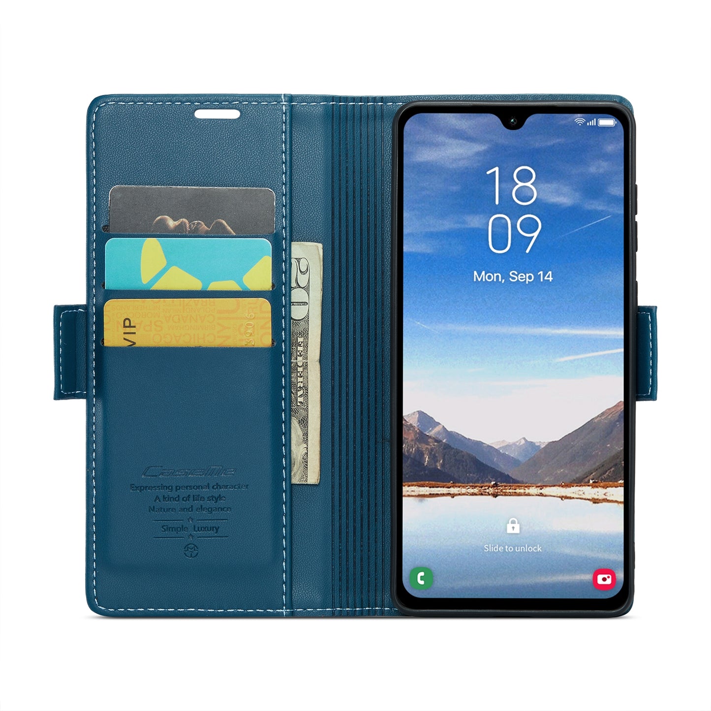 Samsung Galaxy A05s Litchi Texture RFID Anti-theft Leather Phone Case with Butterfly Buckle, Stand & Card Wallet with TPU Shell