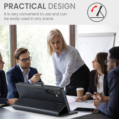 Samsung Galaxy A25 5G Litchi Texture RFID Anti-theft Leather Phone Case with Butterfly Buckle, Stand & Card Wallet with TPU Shell