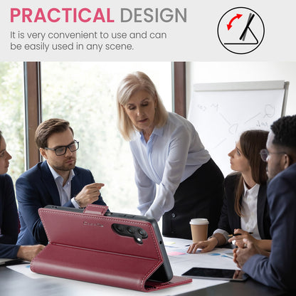 Samsung Galaxy A25 5G Litchi Texture RFID Anti-theft Leather Phone Case with Butterfly Buckle, Stand & Card Wallet with TPU Shell