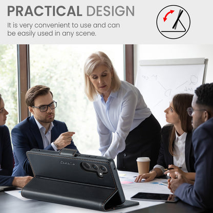 Samsung Galaxy A35 5G Litchi Texture RFID Anti-theft Leather Phone Case with Butterfly Buckle, Stand & Card Wallet with TPU Shell