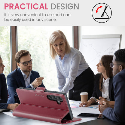 Samsung Galaxy A35 5G Litchi Texture RFID Anti-theft Leather Phone Case with Butterfly Buckle, Stand & Card Wallet with TPU Shell