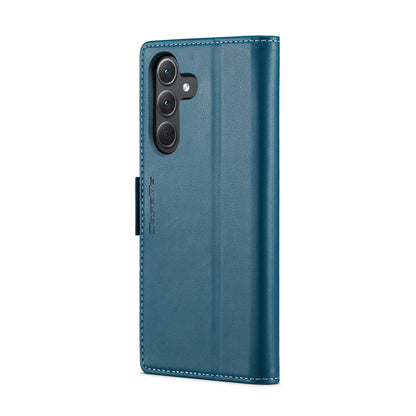 Samsung Galaxy A35 5G Litchi Texture RFID Anti-theft Leather Phone Case with Butterfly Buckle, Stand & Card Wallet with TPU Shell