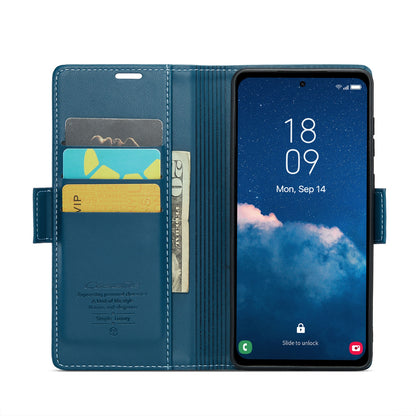 Samsung Galaxy A35 5G Litchi Texture RFID Anti-theft Leather Phone Case with Butterfly Buckle, Stand & Card Wallet with TPU Shell