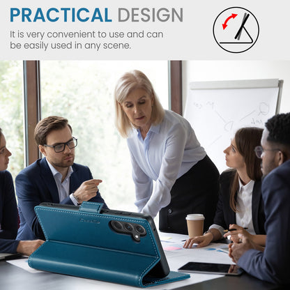 Samsung Galaxy A35 5G Litchi Texture RFID Anti-theft Leather Phone Case with Butterfly Buckle, Stand & Card Wallet with TPU Shell