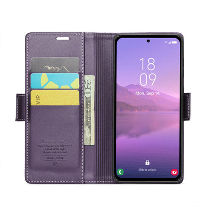 Samsung Galaxy A35 5G Litchi Texture RFID Anti-theft Leather Phone Case with Butterfly Buckle, Stand & Card Wallet with TPU Shell