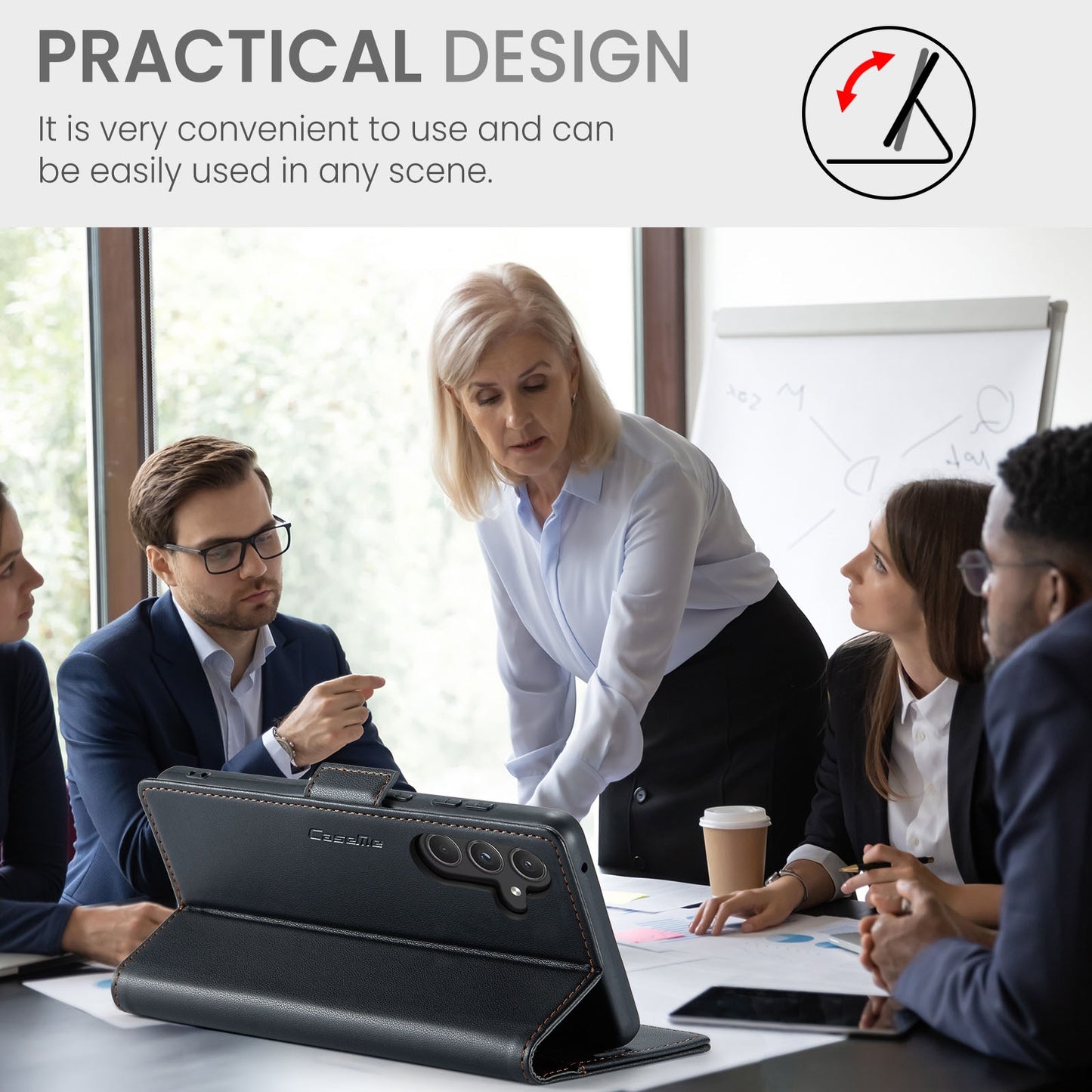 Samsung Galaxy A55 Litchi Texture RFID Anti-theft Leather Phone Case with Butterfly Buckle, Stand & Card Wallet with TPU Shell