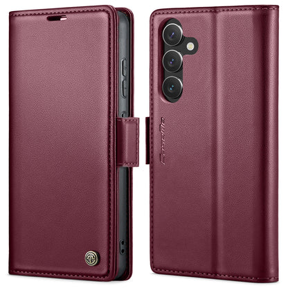 Samsung Galaxy A55 Litchi Texture RFID Anti-theft Leather Phone Case with Butterfly Buckle, Stand & Card Wallet with TPU Shell