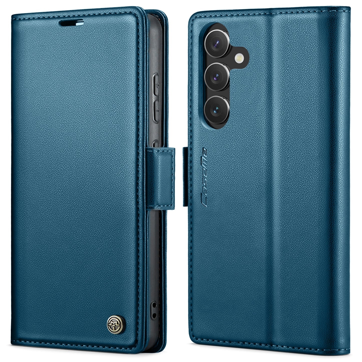 Samsung Galaxy A55 Litchi Texture RFID Anti-theft Leather Phone Case with Butterfly Buckle, Stand & Card Wallet with TPU Shell