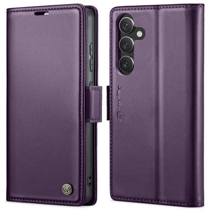 Samsung Galaxy A55 Litchi Texture RFID Anti-theft Leather Phone Case with Butterfly Buckle, Stand & Card Wallet with TPU Shell