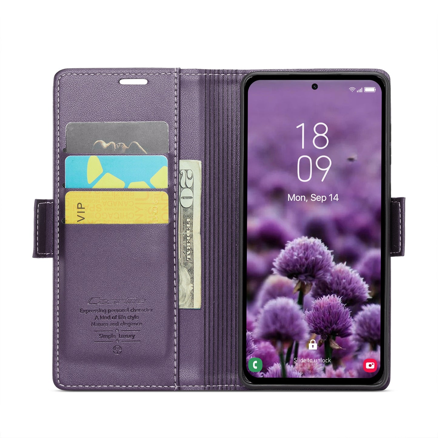 Samsung Galaxy A55 Litchi Texture RFID Anti-theft Leather Phone Case with Butterfly Buckle, Stand & Card Wallet with TPU Shell