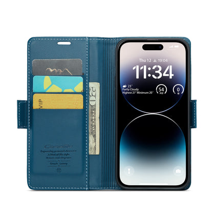 iPhone 14 Pro Litchi Texture RFID Anti-theft Leather Phone Case with Butterfly Buckle, Stand & Card Wallet with TPU Shell