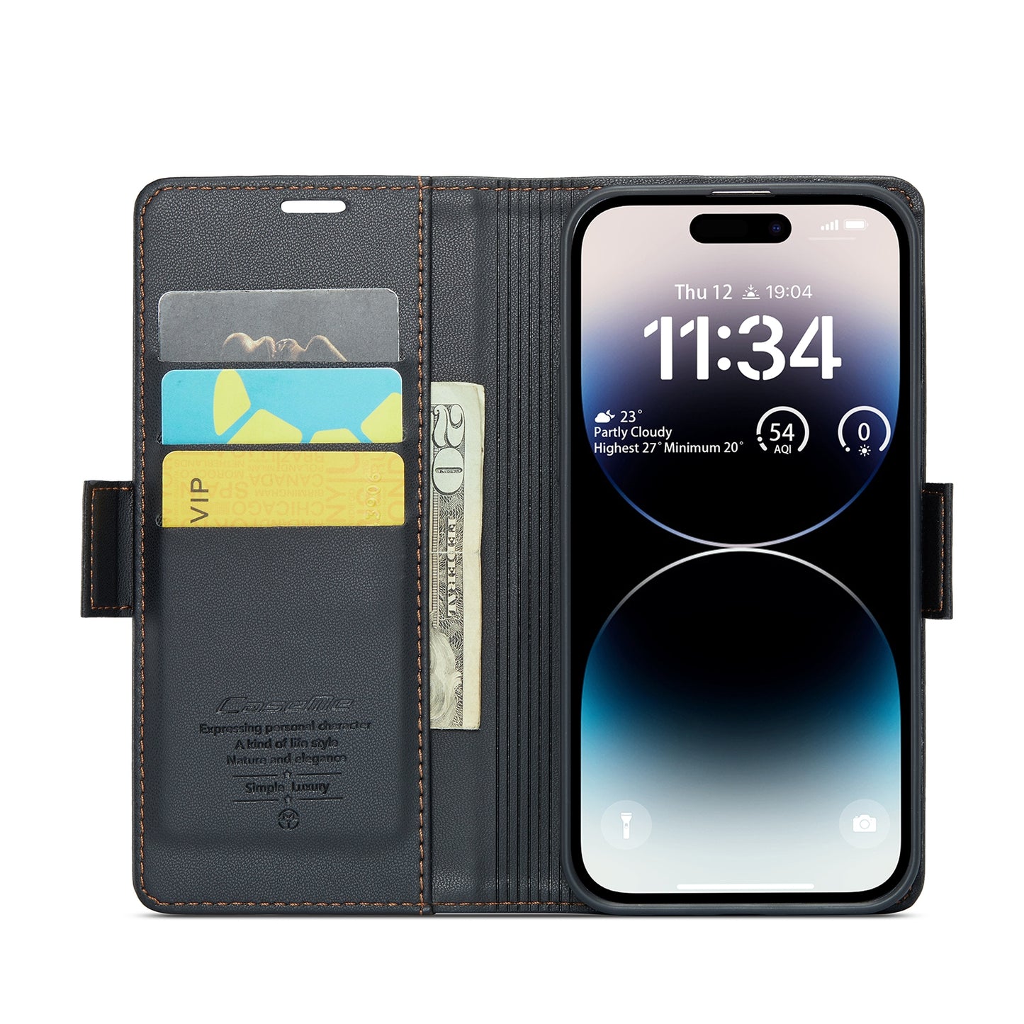 iPhone 14 Pro Max Litchi Texture RFID Anti-theft Leather Phone Case with Butterfly Buckle, Stand & Card Wallet with TPU Shell