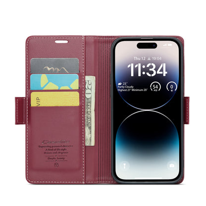 iPhone 14 Pro Max Litchi Texture RFID Anti-theft Leather Phone Case with Butterfly Buckle, Stand & Card Wallet with TPU Shell