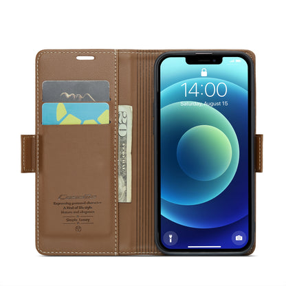 iPhone 12 mini Litchi Texture RFID Anti-theft Leather Phone Case with Butterfly Buckle, Stand & Card Wallet with TPU Shell