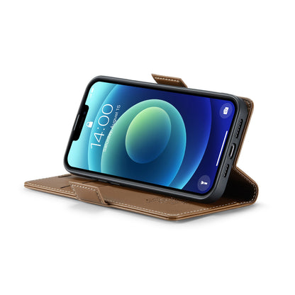 iPhone 12 mini Litchi Texture RFID Anti-theft Leather Phone Case with Butterfly Buckle, Stand & Card Wallet with TPU Shell