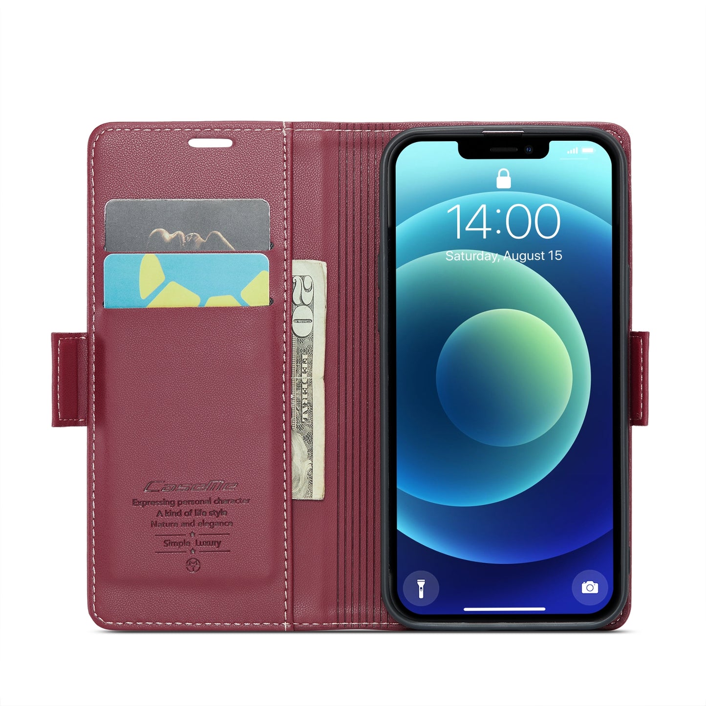 iPhone 12 mini Litchi Texture RFID Anti-theft Leather Phone Case with Butterfly Buckle, Stand & Card Wallet with TPU Shell