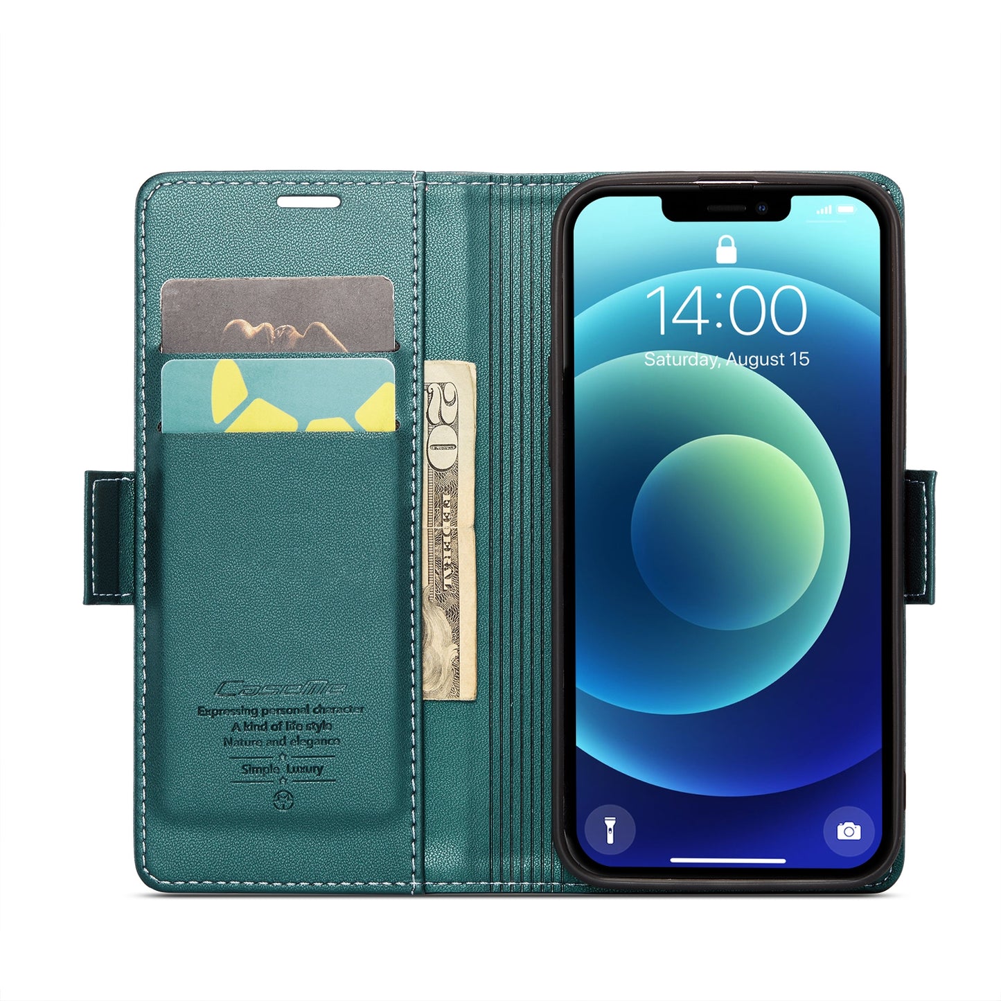 iPhone 12 mini Litchi Texture RFID Anti-theft Leather Phone Case with Butterfly Buckle, Stand & Card Wallet with TPU Shell