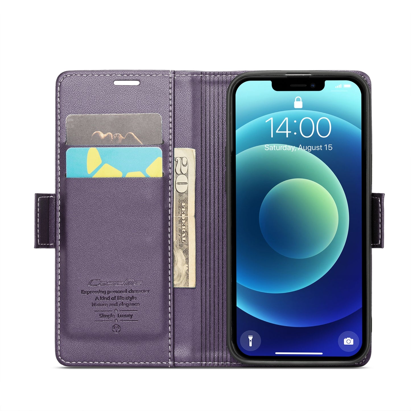 iPhone 12 mini Litchi Texture RFID Anti-theft Leather Phone Case with Butterfly Buckle, Stand & Card Wallet with TPU Shell