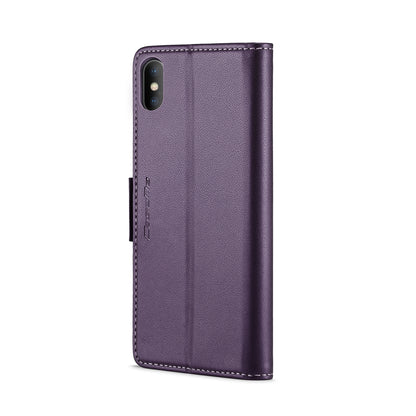 iPhone XS Max Litchi Texture RFID Anti-theft Leather Phone Case with Butterfly Buckle, Stand & Card Wallet with TPU Shell