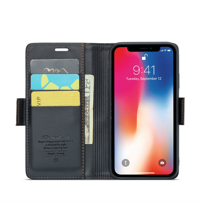 iPhone XS Litchi Texture RFID Anti-theft Leather Phone Case with Butterfly Buckle, Stand & Card Wallet with TPU Shell