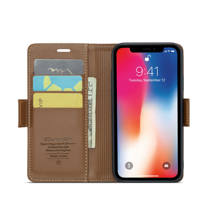 iPhone XS Litchi Texture RFID Anti-theft Leather Phone Case with Butterfly Buckle, Stand & Card Wallet with TPU Shell