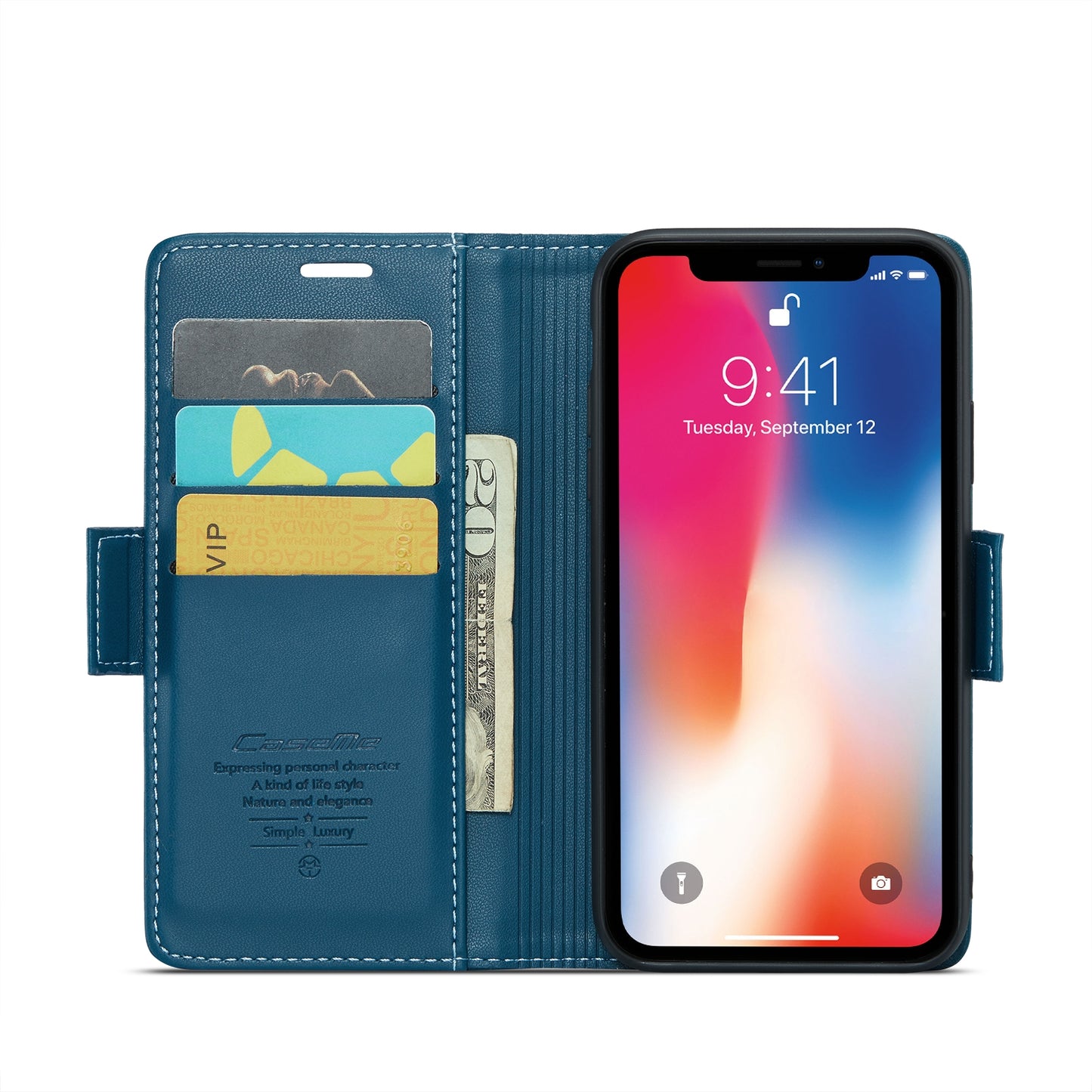 iPhone XS Litchi Texture RFID Anti-theft Leather Phone Case with Butterfly Buckle, Stand & Card Wallet with TPU Shell