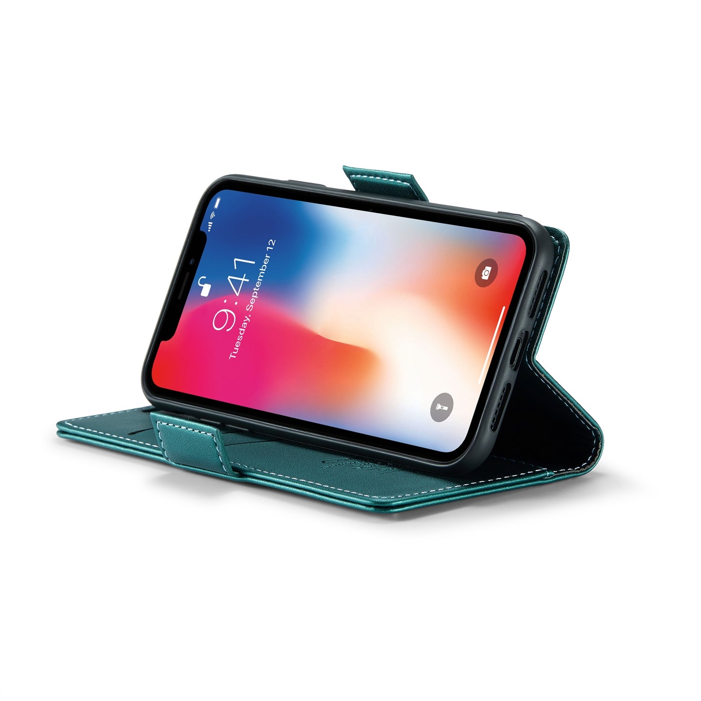 iPhone XS Litchi Texture RFID Anti-theft Leather Phone Case with Butterfly Buckle, Stand & Card Wallet with TPU Shell