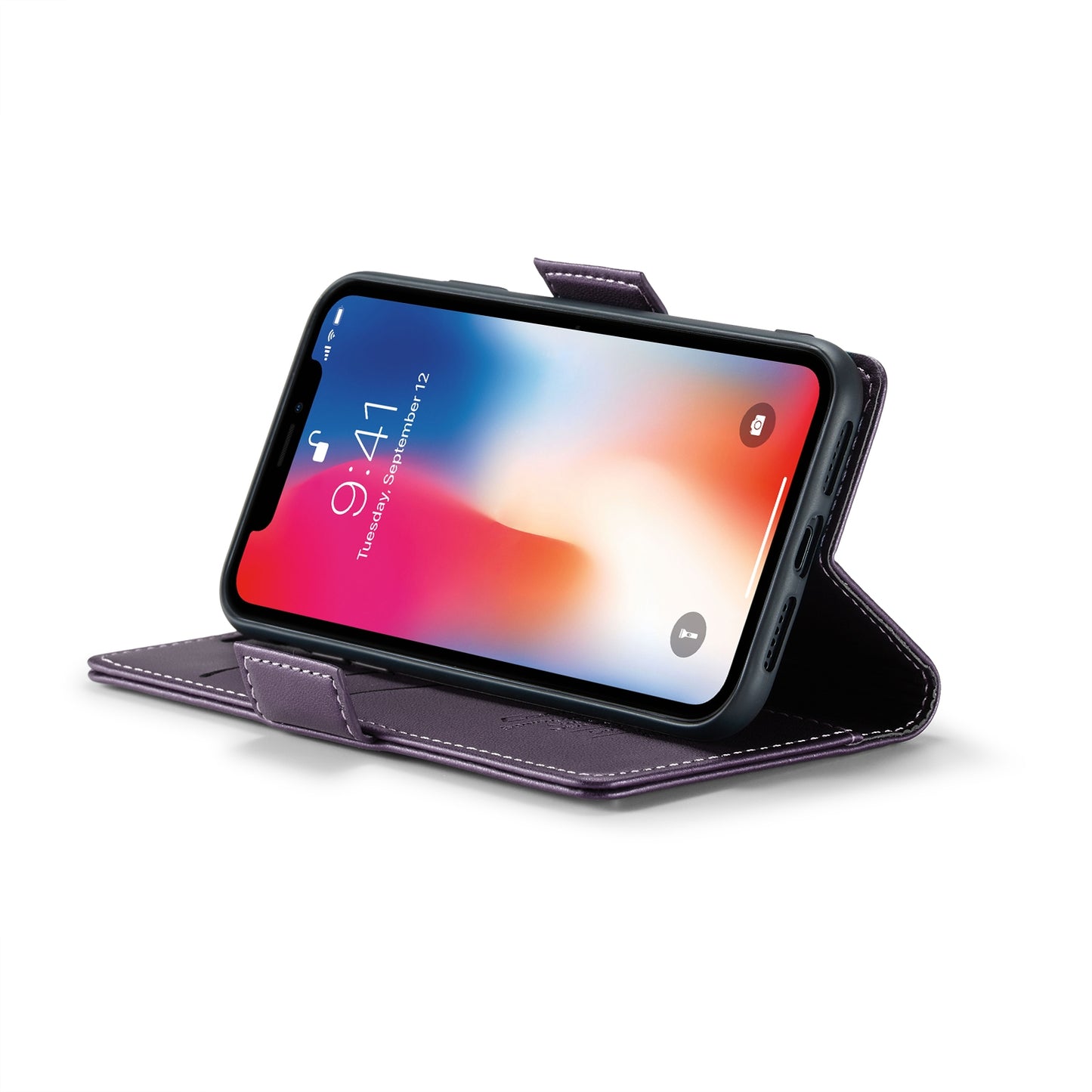 iPhone XS Litchi Texture RFID Anti-theft Leather Phone Case with Butterfly Buckle, Stand & Card Wallet with TPU Shell