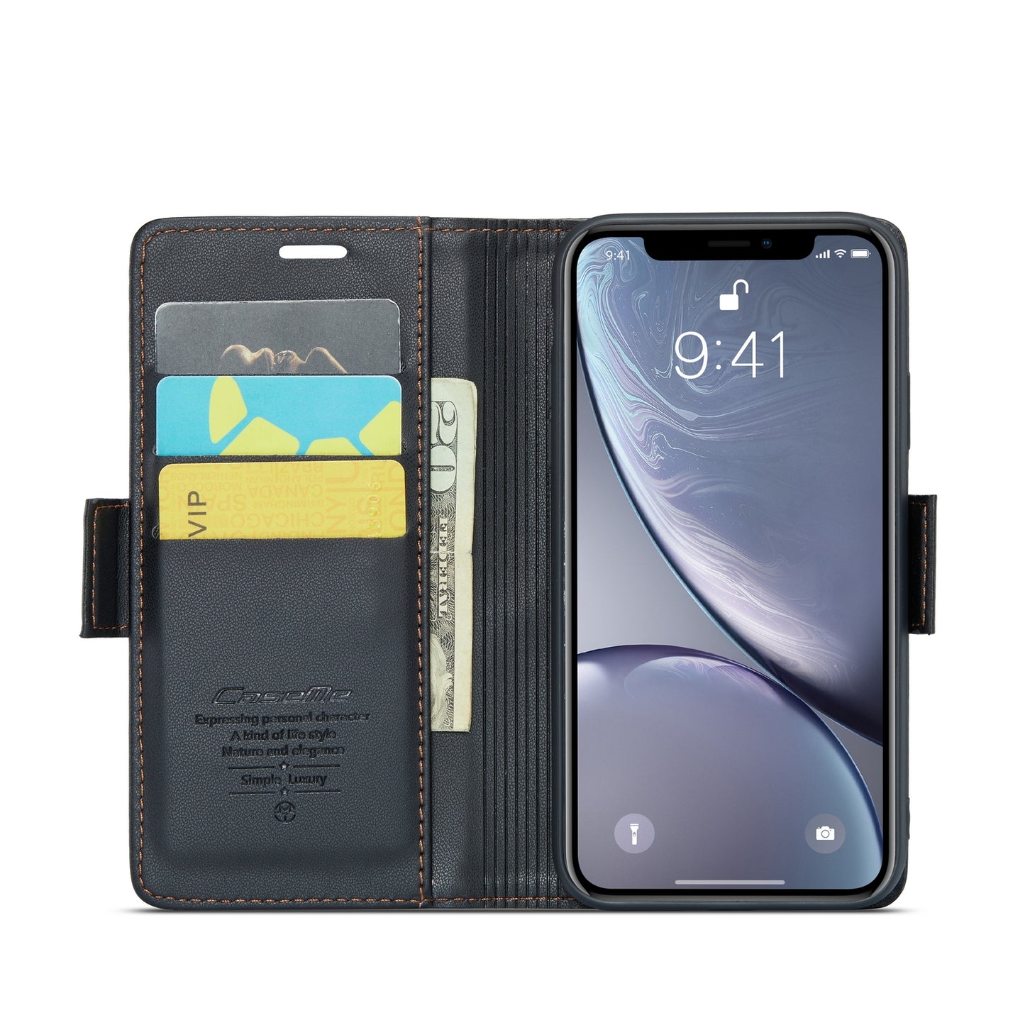 iPhone XR Litchi Texture RFID Anti-theft Leather Phone Case with Butterfly Buckle, Stand & Card Wallet with TPU Shell