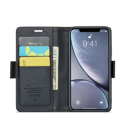 iPhone XR Litchi Texture RFID Anti-theft Leather Phone Case with Butterfly Buckle, Stand & Card Wallet with TPU Shell