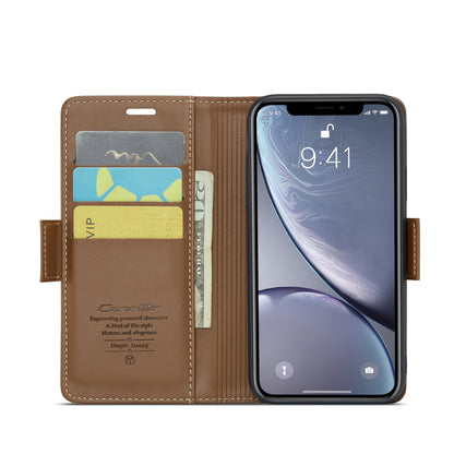 iPhone XR Litchi Texture RFID Anti-theft Leather Phone Case with Butterfly Buckle, Stand & Card Wallet with TPU Shell