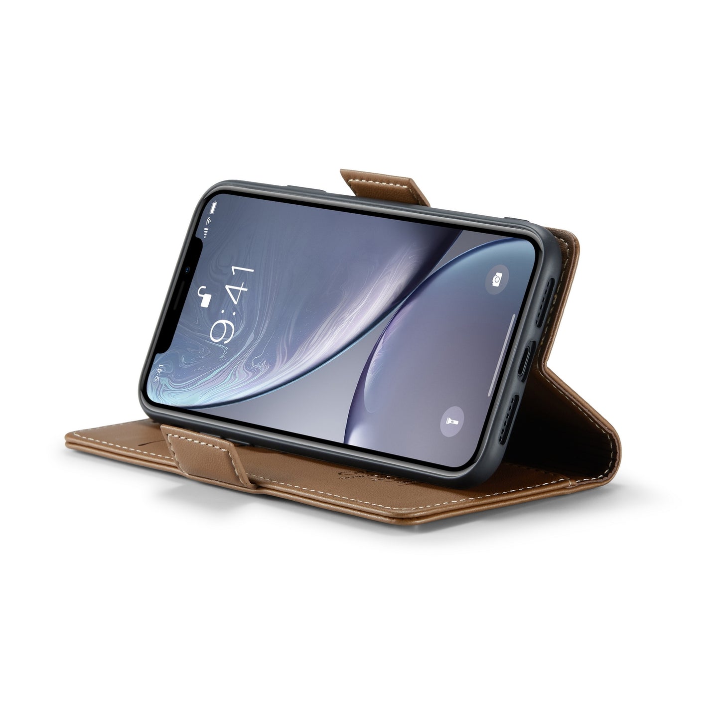 iPhone XR Litchi Texture RFID Anti-theft Leather Phone Case with Butterfly Buckle, Stand & Card Wallet with TPU Shell