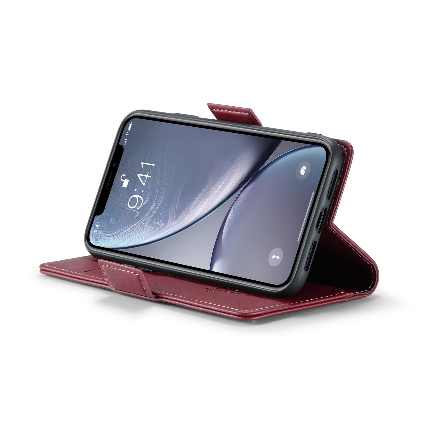 iPhone XR Litchi Texture RFID Anti-theft Leather Phone Case with Butterfly Buckle, Stand & Card Wallet with TPU Shell