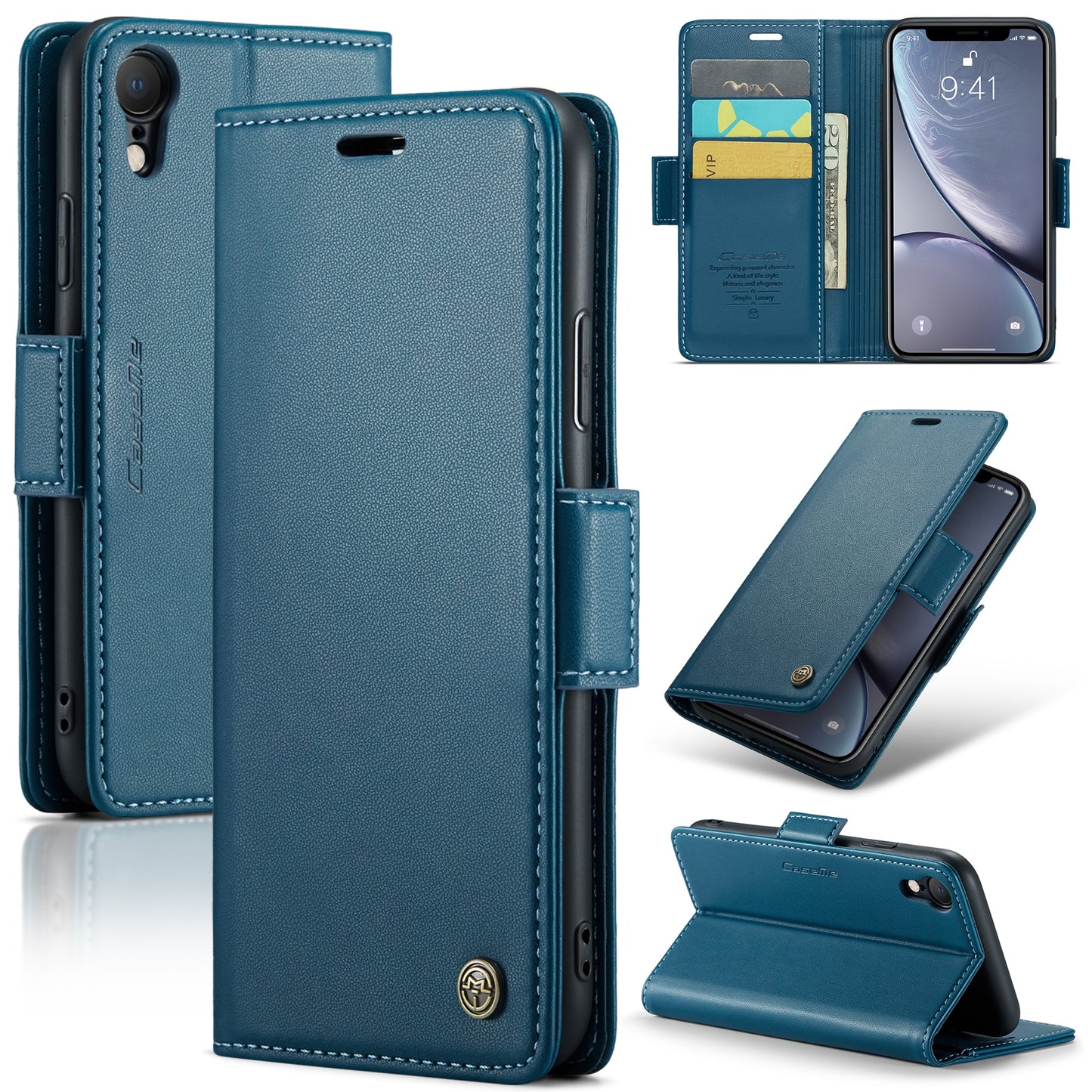 iPhone XR Litchi Texture RFID Anti-theft Leather Phone Case with Butterfly Buckle, Stand & Card Wallet with TPU Shell