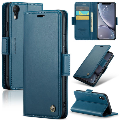 iPhone XR Litchi Texture RFID Anti-theft Leather Phone Case with Butterfly Buckle, Stand & Card Wallet with TPU Shell