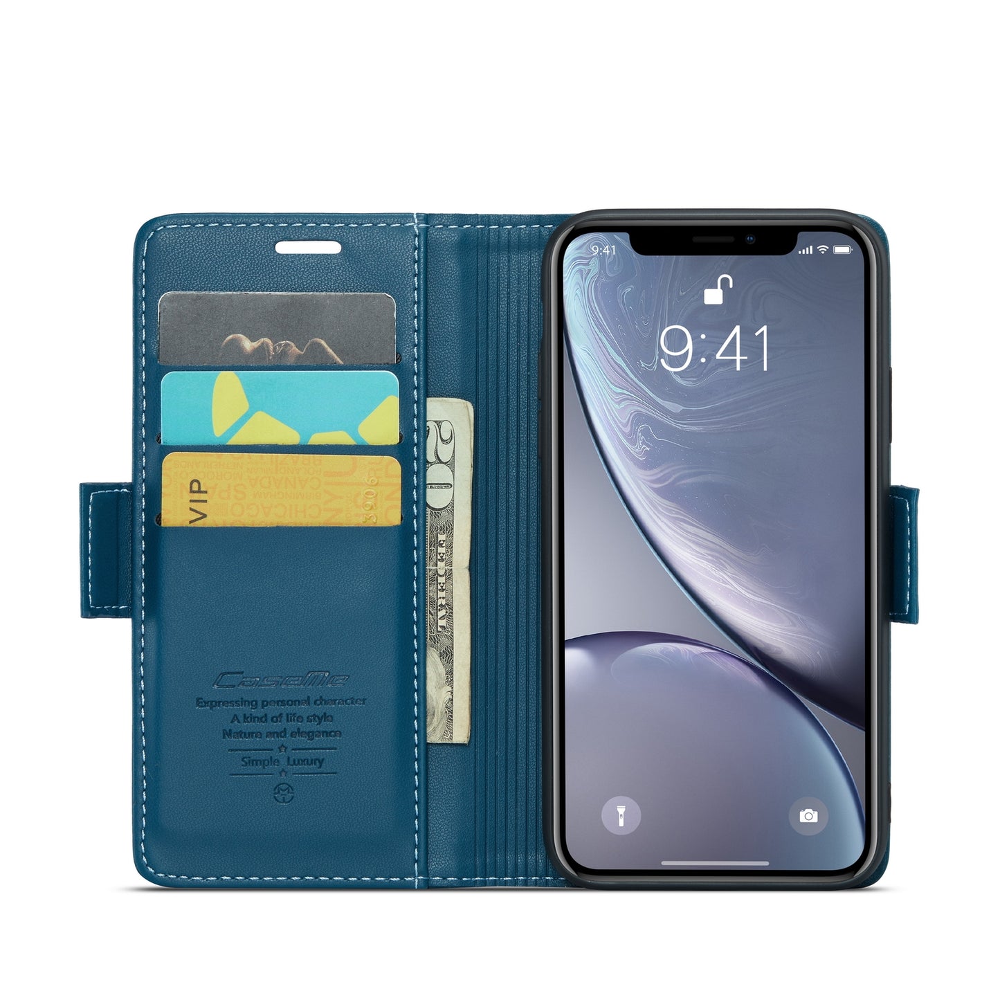 iPhone XR Litchi Texture RFID Anti-theft Leather Phone Case with Butterfly Buckle, Stand & Card Wallet with TPU Shell