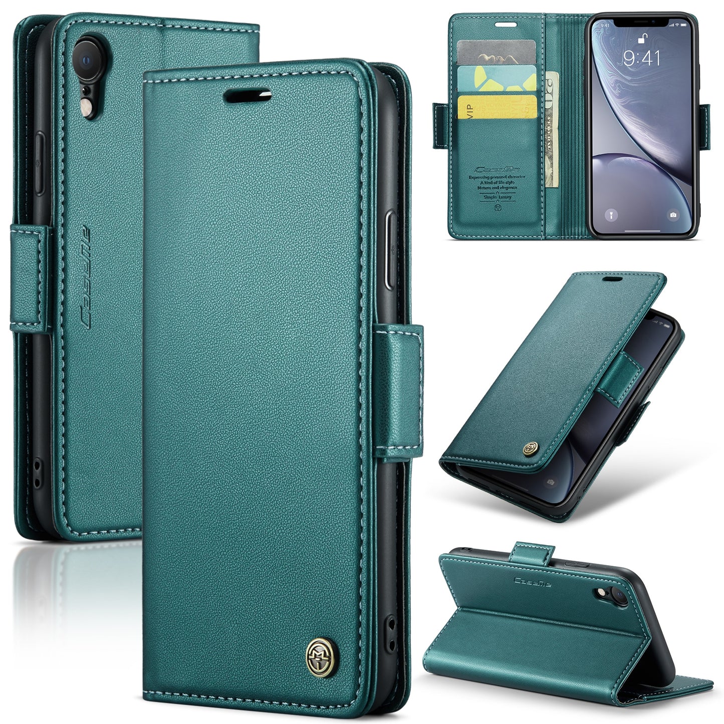 iPhone XR Litchi Texture RFID Anti-theft Leather Phone Case with Butterfly Buckle, Stand & Card Wallet with TPU Shell