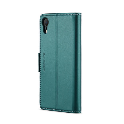 iPhone XR Litchi Texture RFID Anti-theft Leather Phone Case with Butterfly Buckle, Stand & Card Wallet with TPU Shell