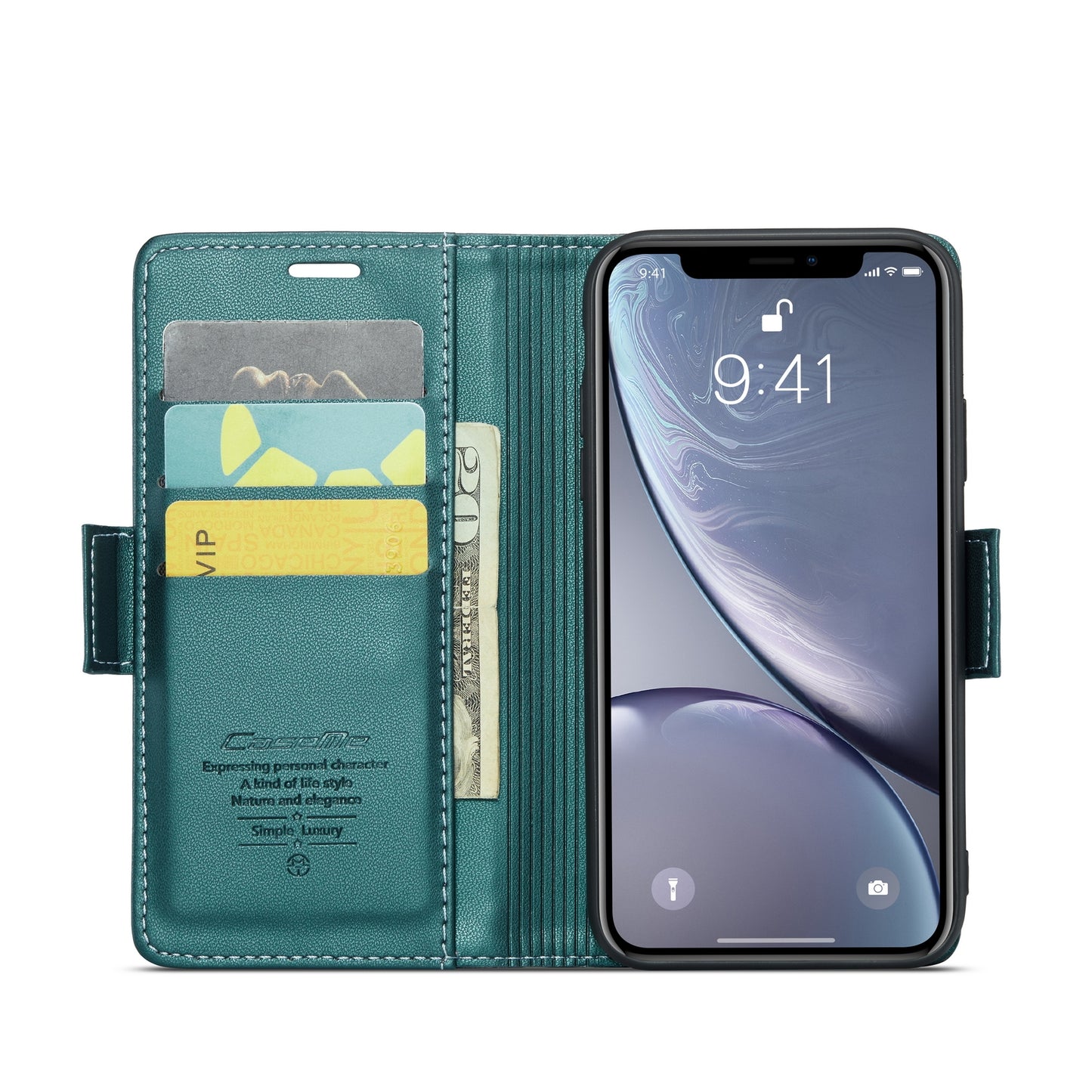 iPhone XR Litchi Texture RFID Anti-theft Leather Phone Case with Butterfly Buckle, Stand & Card Wallet with TPU Shell
